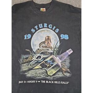 Sturgis 1998 The Black Hills Rally Men Size XL Black Biker RattleSnake shirt1379